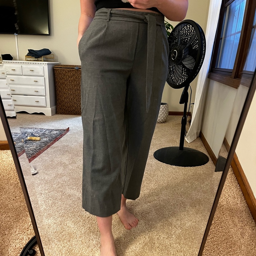 Gray wide leg fabric pants